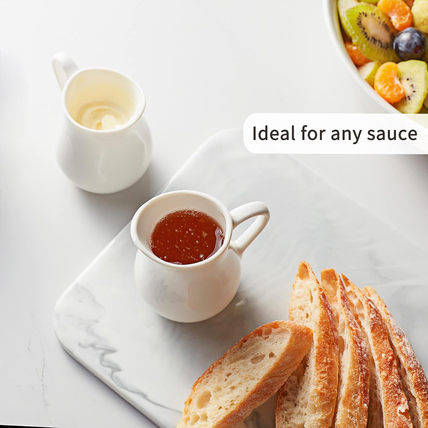 Gurygo 8 Pack 4 Oz Classic White Creamer with Handle - Small Ceramic Creamer Pitcher Set - Fine Porcelain Small Milk Pitcher for Coffee Milk Sauces Salad, Microwave & Freezer Safe