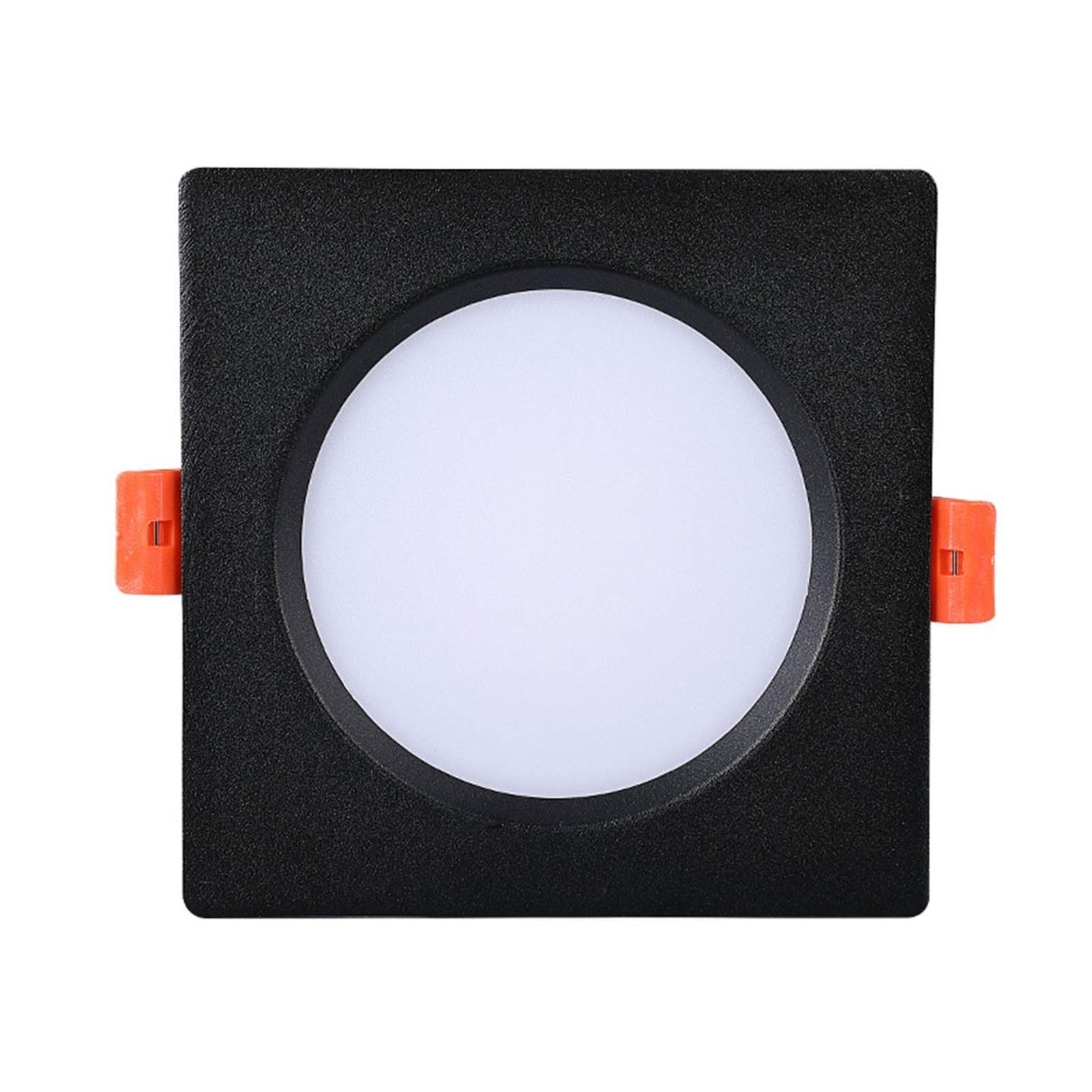 FEE-ZC LED Recessed Ceiling Lights 3.6 Inch Square Black Panel Flat Spotlight Ceiling Hole 75-80mm with AC85-265V Driver 7W=60W Lighting Fixtures Cool White 6000K for Living Room Bedroom Kitchen