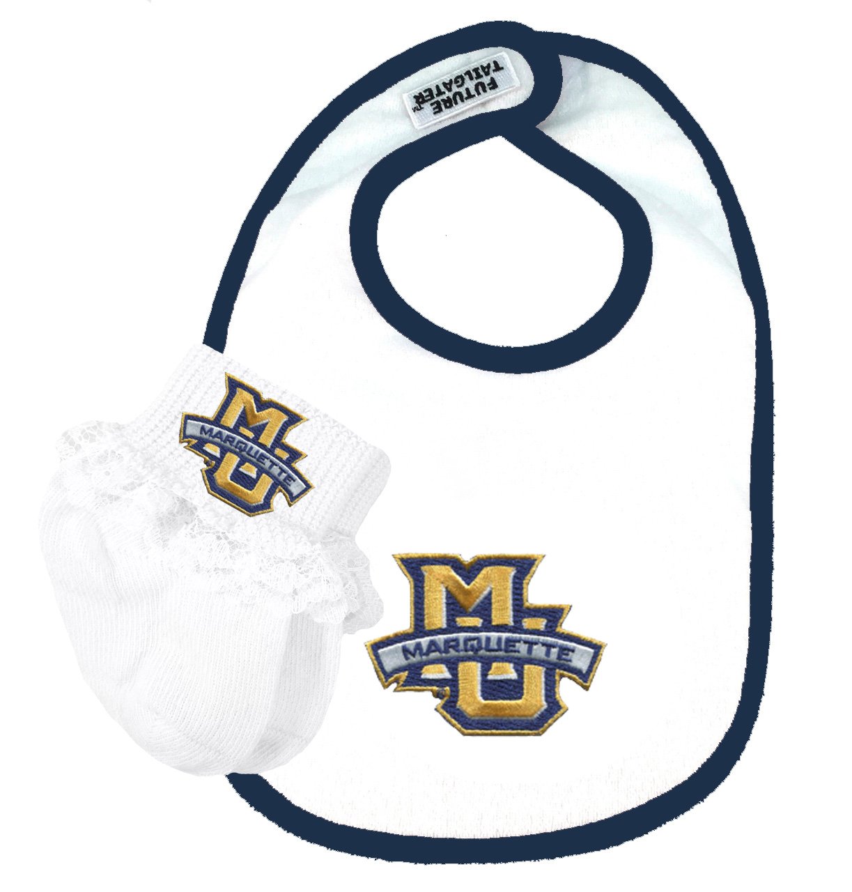 Future Tailgater Marquette Golden Eagles Baby Bib and Socks with Lace Set