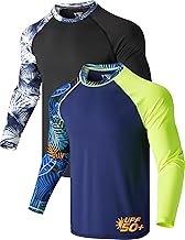 2 Pack Men's Sun Protection Long Sleeve Swim Shirts UPF 50+ Loose Fit Rash Guards Fishing Quick Dry Clothing