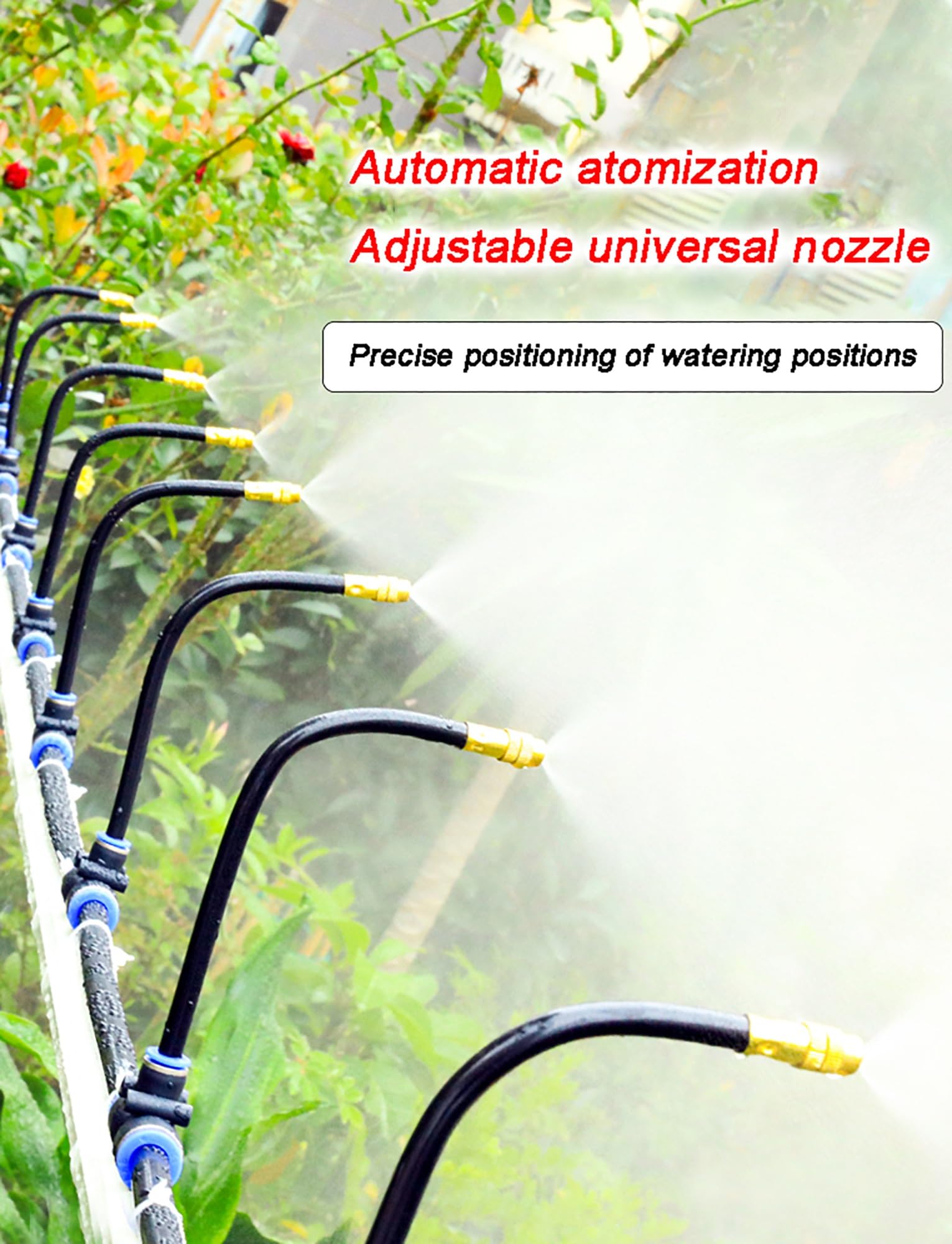 Kit di irrigazione a goccia pieghevole a 360°, irrigazione da giardino, kit di irrigazione a goccia, attrezzatura di irrigazione automatica for giardino, serra, aiuola, patio, prato(30meters/98.4ft)
