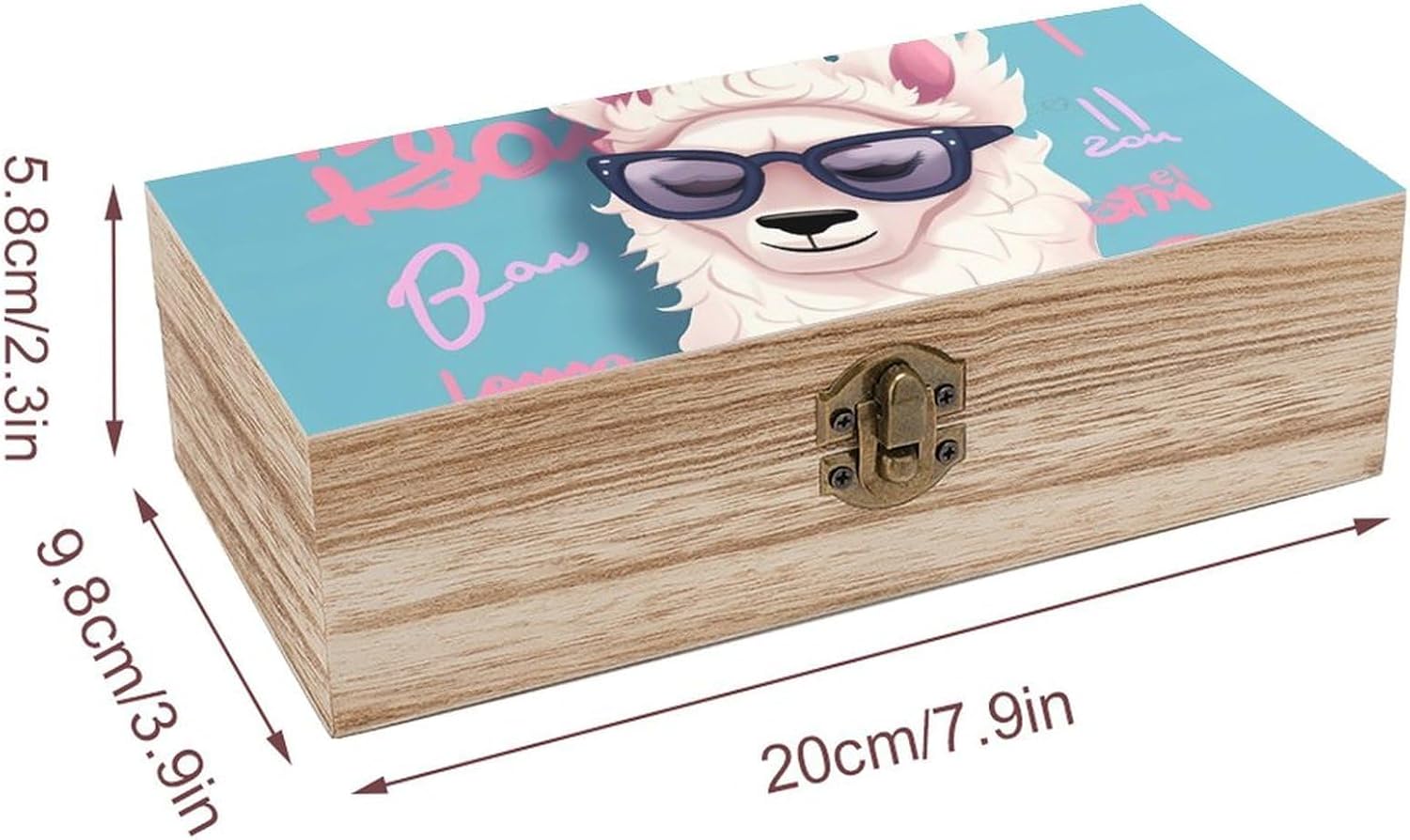 Cool Liama Wooden Storage Box Keepsake Box with Hinged Lid Dust-Proof Jewelry Container Boxes Photos Organizer Chest Decorative Boxes Gifts for Women Men Home Decor image 2