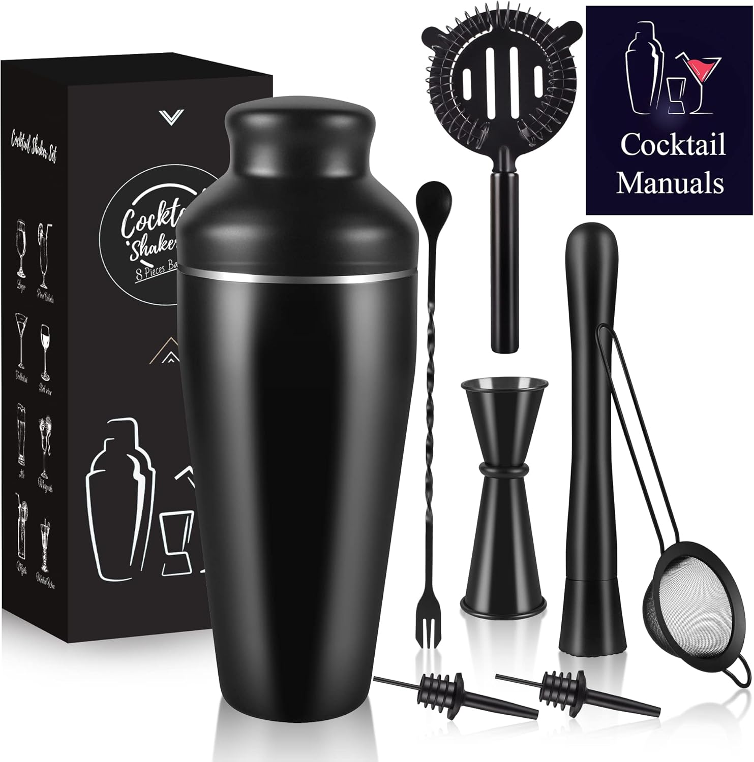 BarCocktailShakerSet, 600 ml ShakerCocktailMischgetränke zum 8Set