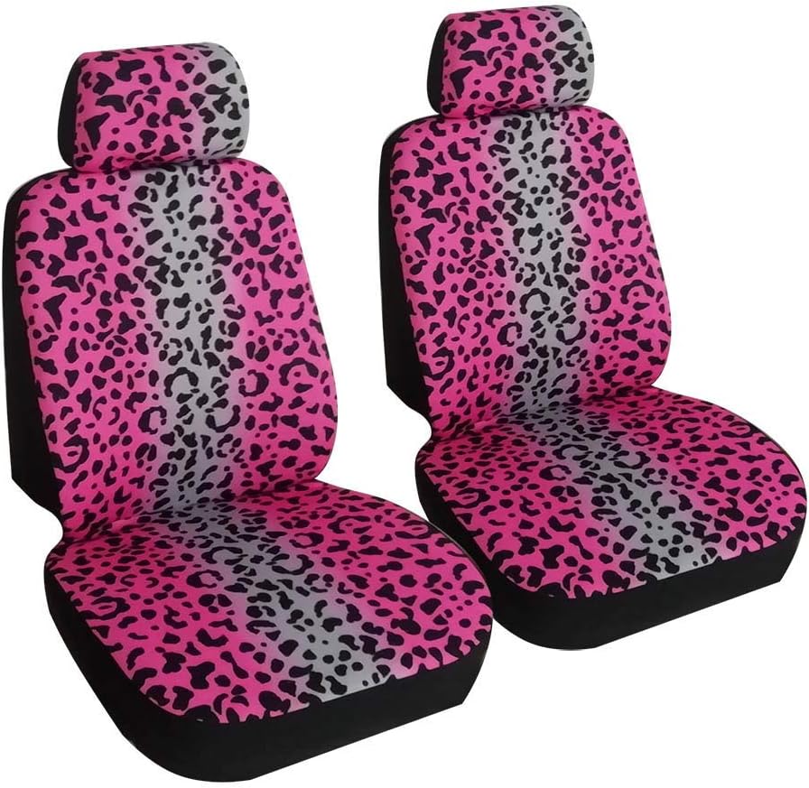Leopard Animal Print Car Seat Covers Full Set Vehicle Seat Protector Car Covers for Auto Cars Sedan SUV Automotive Interior Accessories Purple