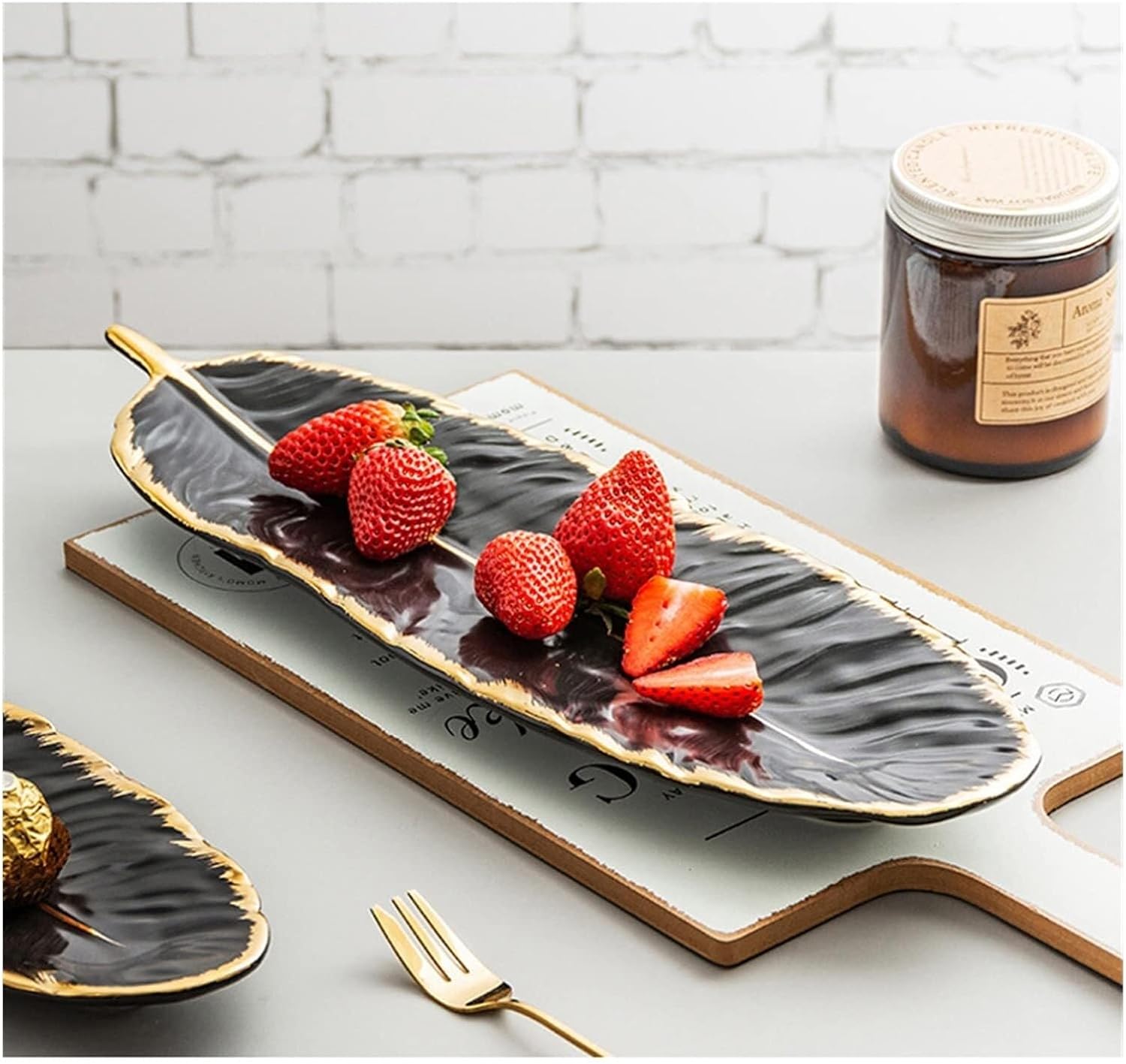 Fruit Bowl Feather Storage Tray Ceramic Fruit Cake Dessert Tableware Dish Organizer Jewelry Decorative Serving Tray Set Table Fruit Display