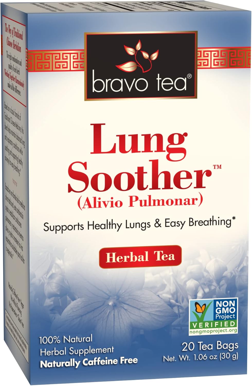Bravo Tea Lung Soother Herbal Tea Caffeine Free, 20 Tea Bags, 6 Count