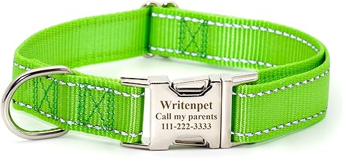 Collar de perro personalizado reflectante personalizado con nombre de mascota dirección de número de teléfono tamaños ajustables XS S M L XL lima