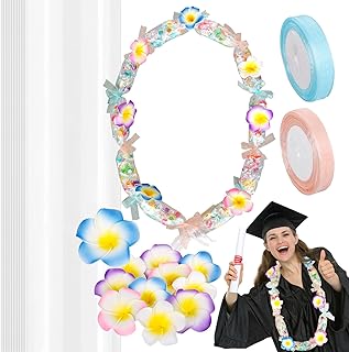FYSUIMU 24 Sets Graduation Candy Lei Making Kit Graduation Hawaiian Candy Tubing Wreath Filler Includes Plastic Lei Flower Piece and Ribbon Congrats Grad Necklace for DIY Crafts Party Favor