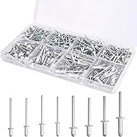 ALLWIN Pop Rivets Assortment Kit: 200 PCS Aluminum Blind Rivets in 8 Sizes for DIY, Home Repair & Metal Projects