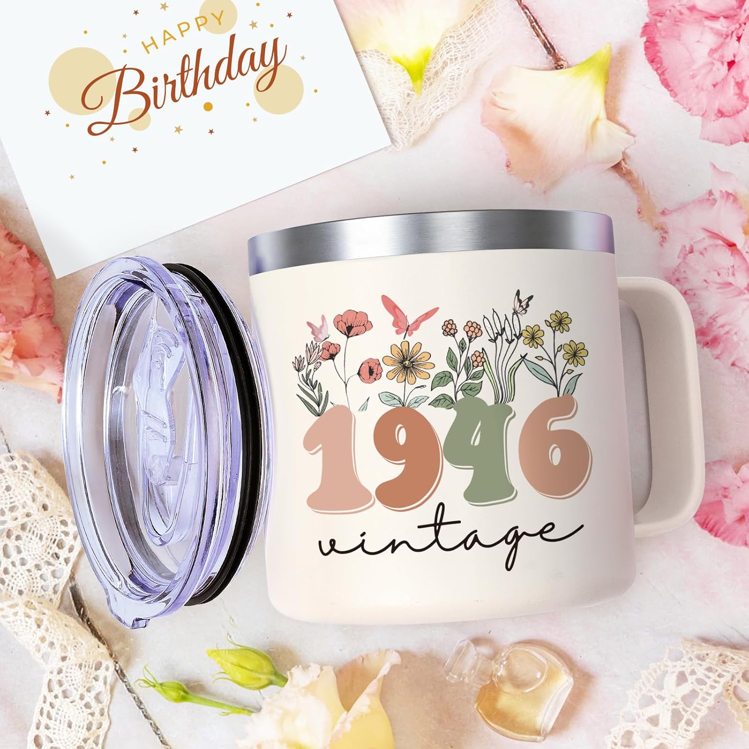 Lifecapido 80th Birthday Gifts for Women, Vintage 1946 14oz Coffee Mug, 80 Year Old Birthday Gifts for Women Grandma Mom Aunt Wife - Image 3