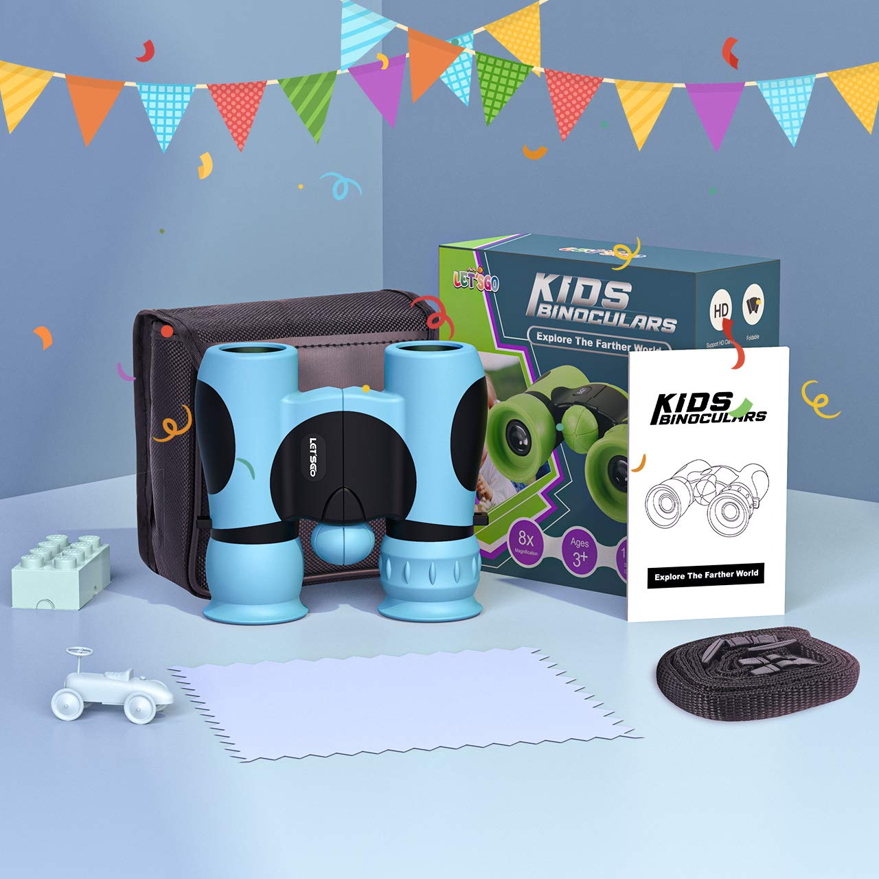 DejaNard Kompaktes Wasserdichtes Fernglas für Kinder 8x21 - Draussen Spielzeug & Geschenke für Kinder [Zum Beobachten von Tieren, Landschaften und Sternen] (Blau)