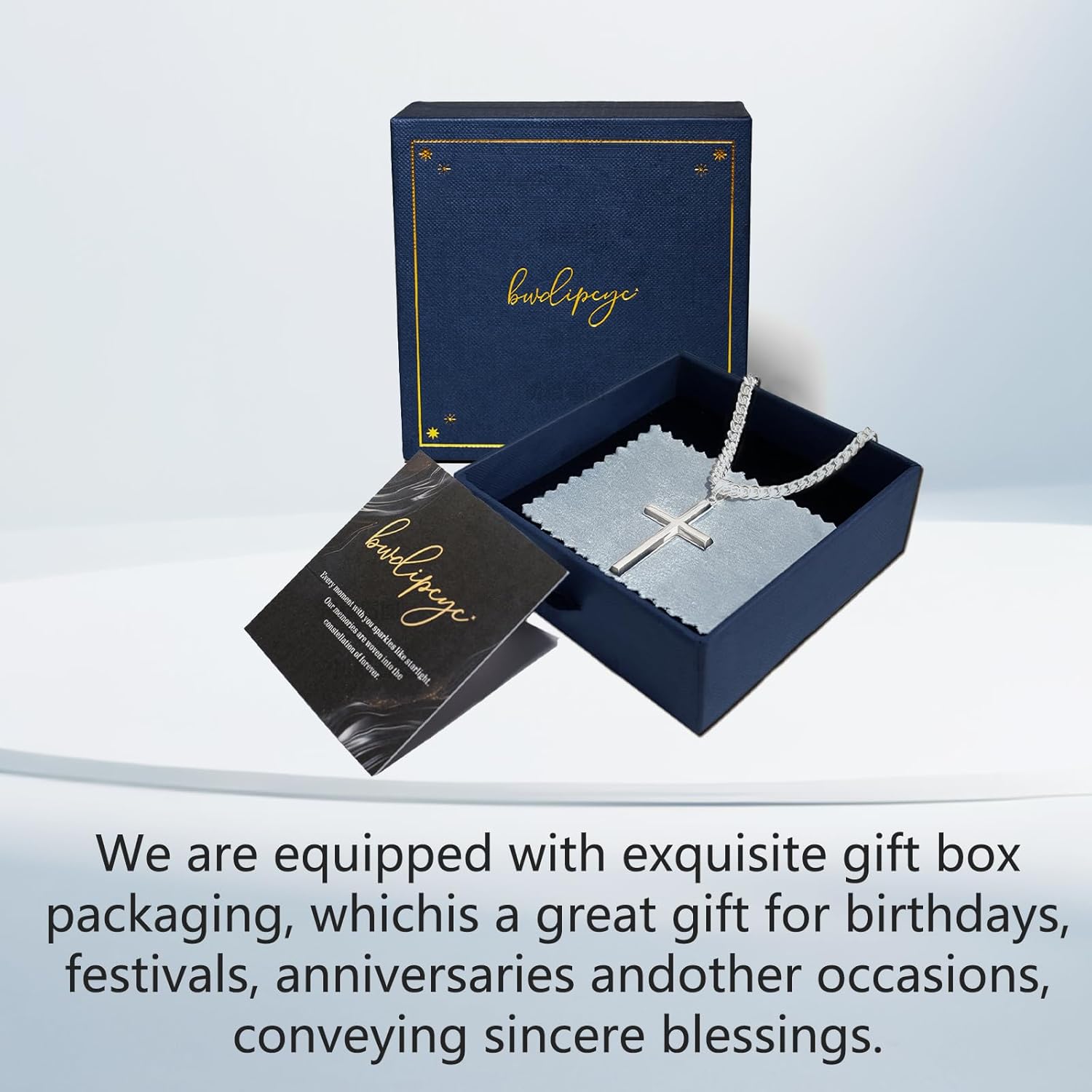 S925 Sterling Silver / 14K Gold Plated Beveled Edge Cross Necklace for Men Women with 5mm Diamond Cut Cuban Link Chain, Fashionable Men's Crucifix Pendant Chain Necklaces 16-30 Inches - Image 7