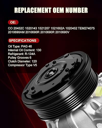 Miniatura 5 de Compresor con embrague apto para 1998-2003 para Chev-rolet Mo-nte Carlo 1998-1999 para Chev-rolet Lu-mina 1997-2003 para Pont-iac Gr-and Prix,