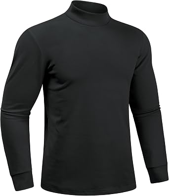 Derminpro Mens Fleece Lined Mock Neck Knit Long Sleeve Undershirts Thermal T Shirts