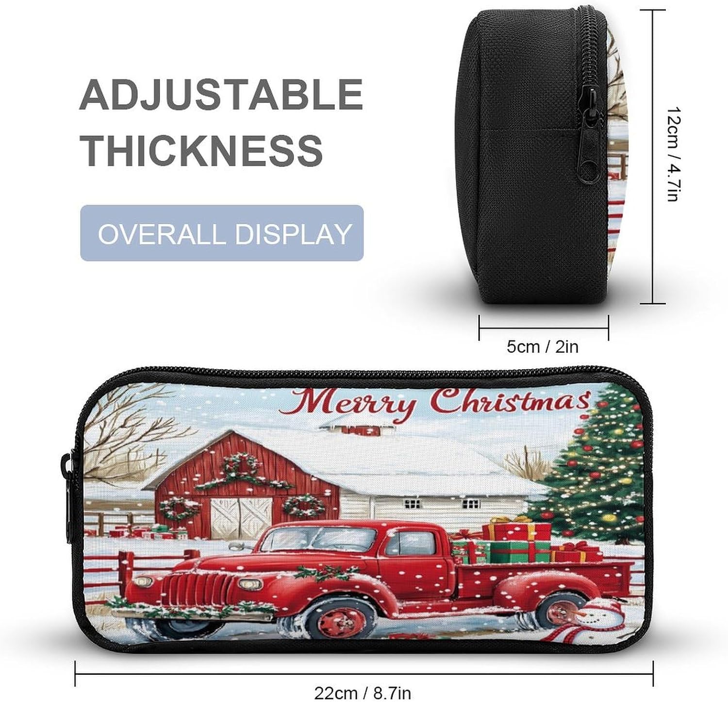 Christmas Truck Snowman Travel Cosmetic Bag Makeup Bag image 2