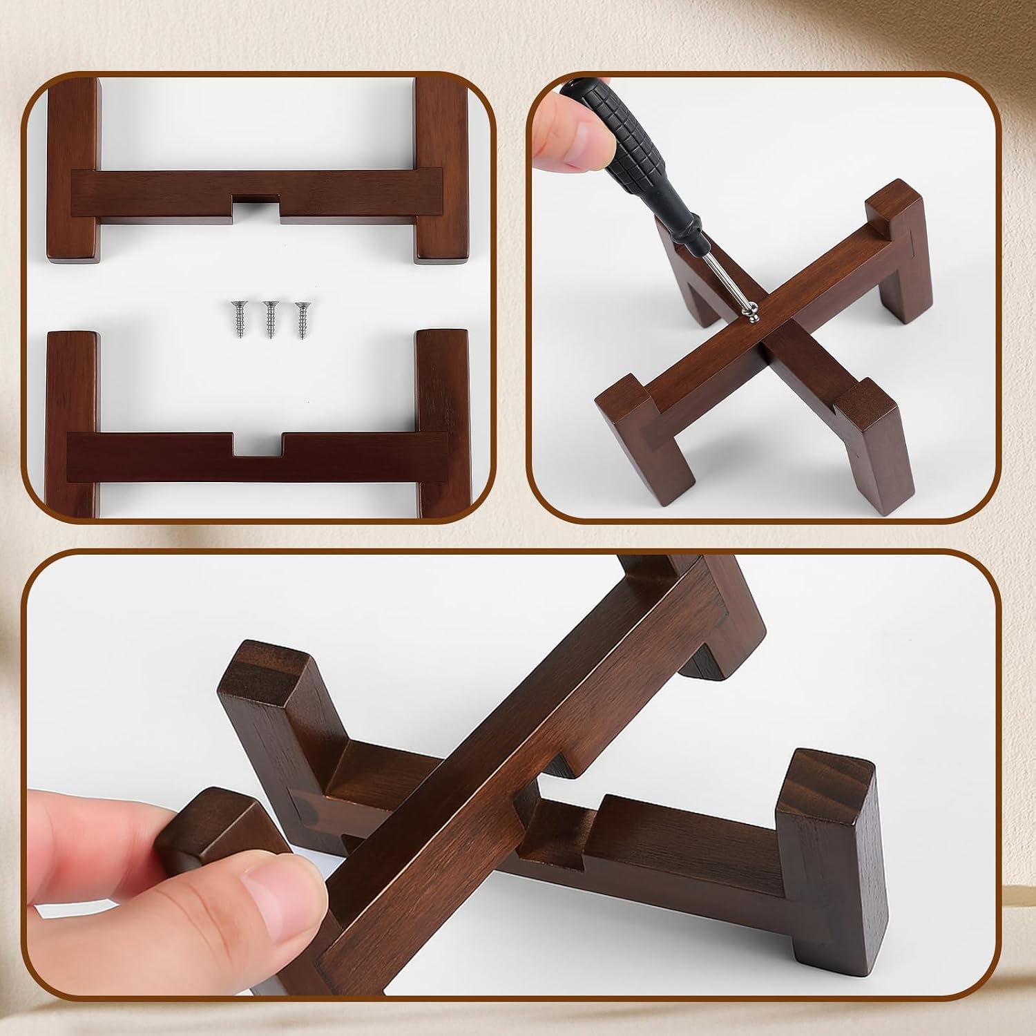 LemonRoad 2 Pack 5.13"×5.13"×2.25" Rustic Brown Solid Wood Coaster Holder for Round or Square 4" Coasters Ideal for Kitchen Bar & Home Decor Enthusiasts