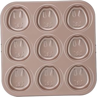 Animal Cupcake Pan Carbon Steel, Non Stick DIY Baking Tray with Cute Cartoon Shapes, Versatile for Home Chocolate Cake (Bunny)