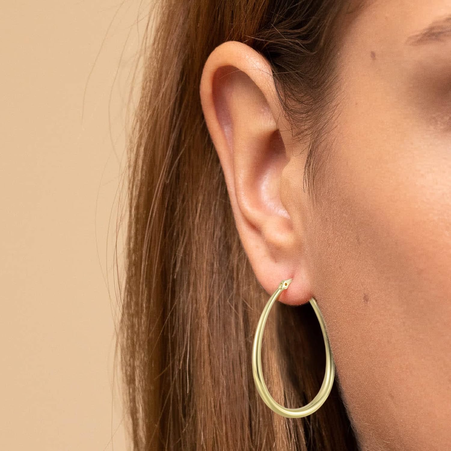 KISSPAT Sterling Silver Chunky Hoop Earrings for Women Hypoallergenic Thick Huggie Earring Wide Hoops Everyday Hoop Earrings - Image 2