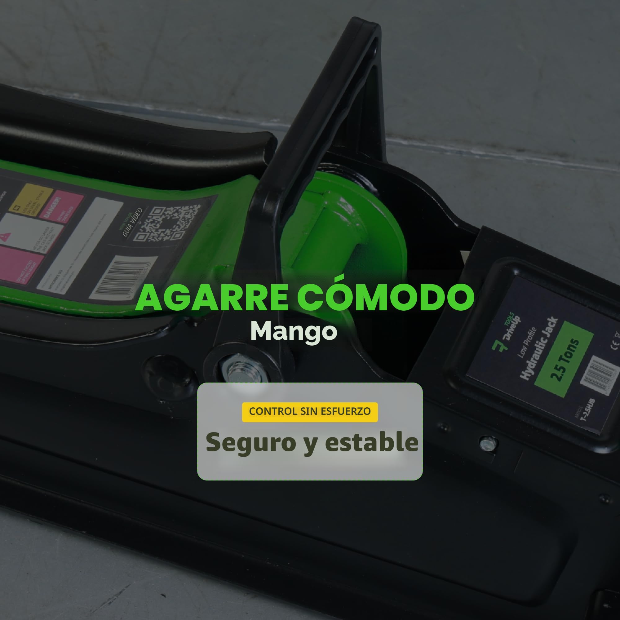 Gato Hidráulico de Carretilla 2,5 T (2500 kg) – Perfil Bajo, Altura 85-380 mm – Elevación Rápida, Almohadilla de Goma y Ruedas 360° – Gato para Coches y SUV, Ideal para Cambio de Rueda