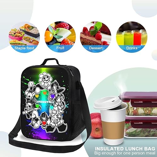 Miniatura 4 de Un-der_tale - Lonchera aislada con correa para el hombro, reutilizable, portátil, para mujeres y hombres, trabajo, oficina, picnic, viajes