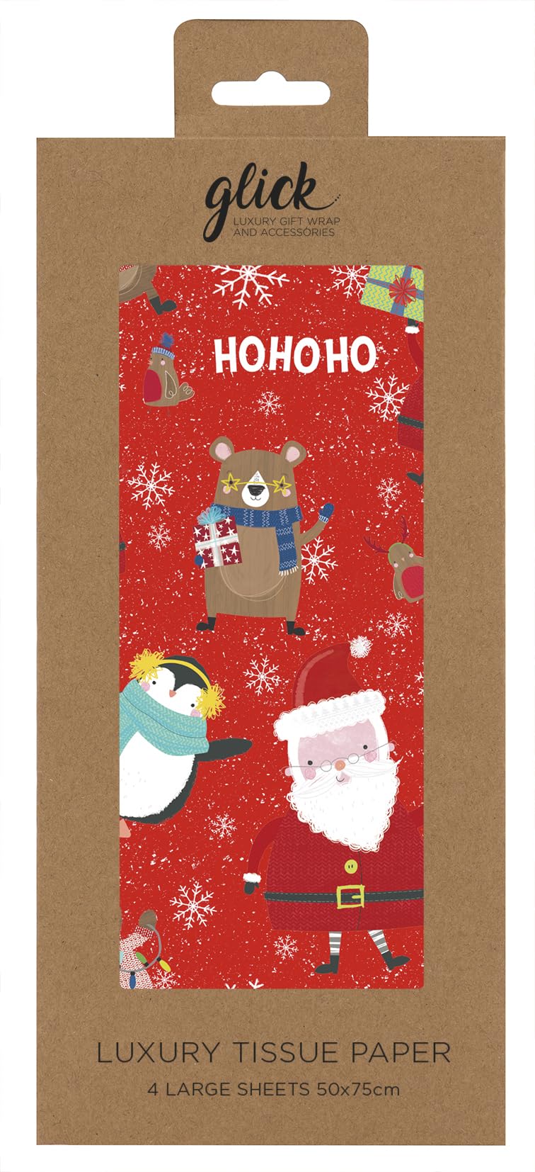 Glick Luxury Christmas Tissue Paper, Each Sheet 50 x 75cm When Open, x 4, Red