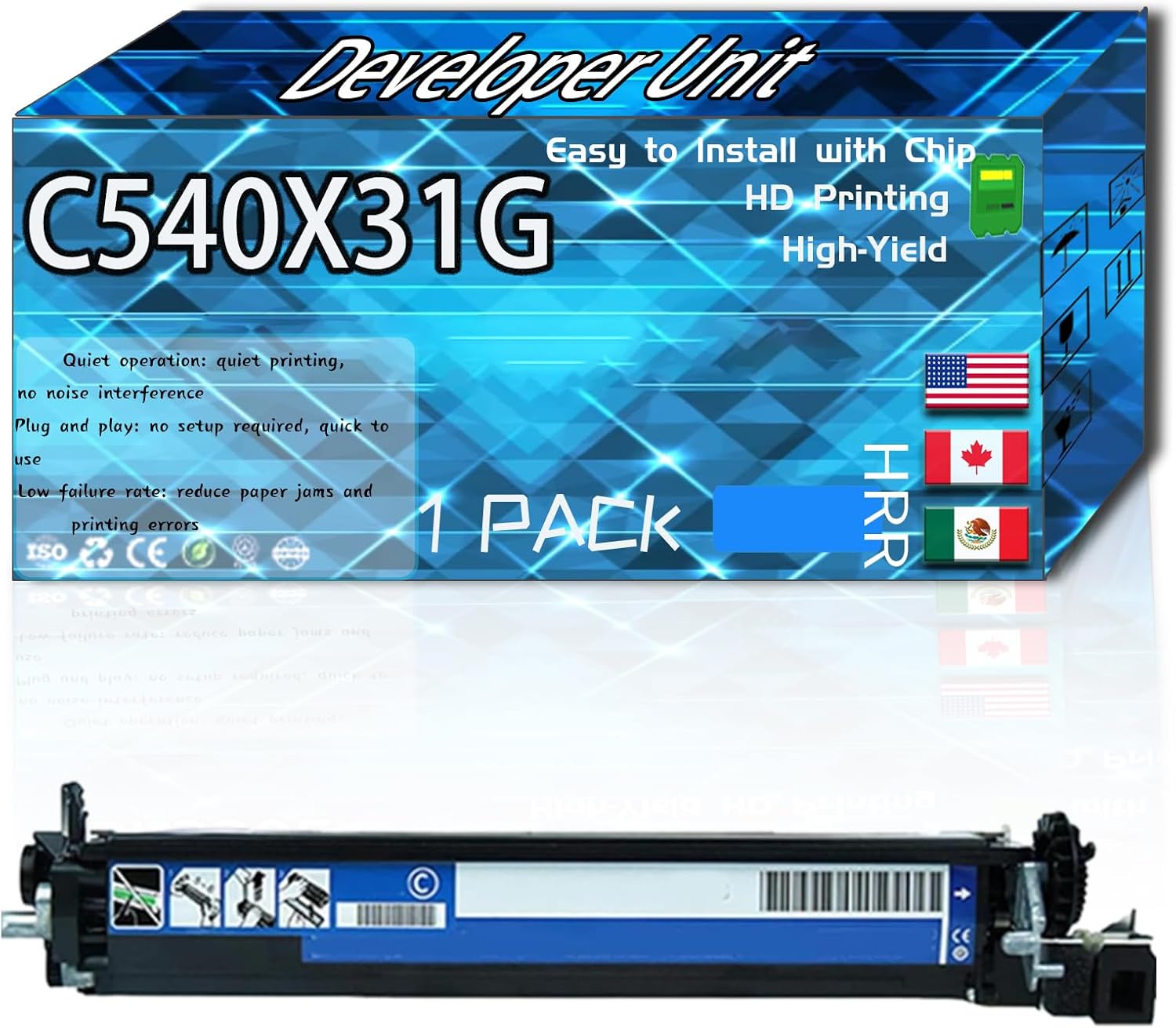 C540X31G Developer Unit Compatible for Lexmark X544DW X544N X546DTN X548DE X548DTE Printers, High Production Replacement (1 Pack Black)
