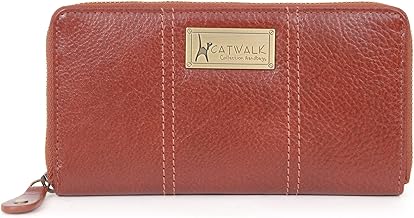 Catwalk Collection Handbags - Women's Medium Wallet - Leather Wallet - Wallet for 14 Cards - RFID - Gift Box - Gallery Purse, Roasted - Rfid, Purses