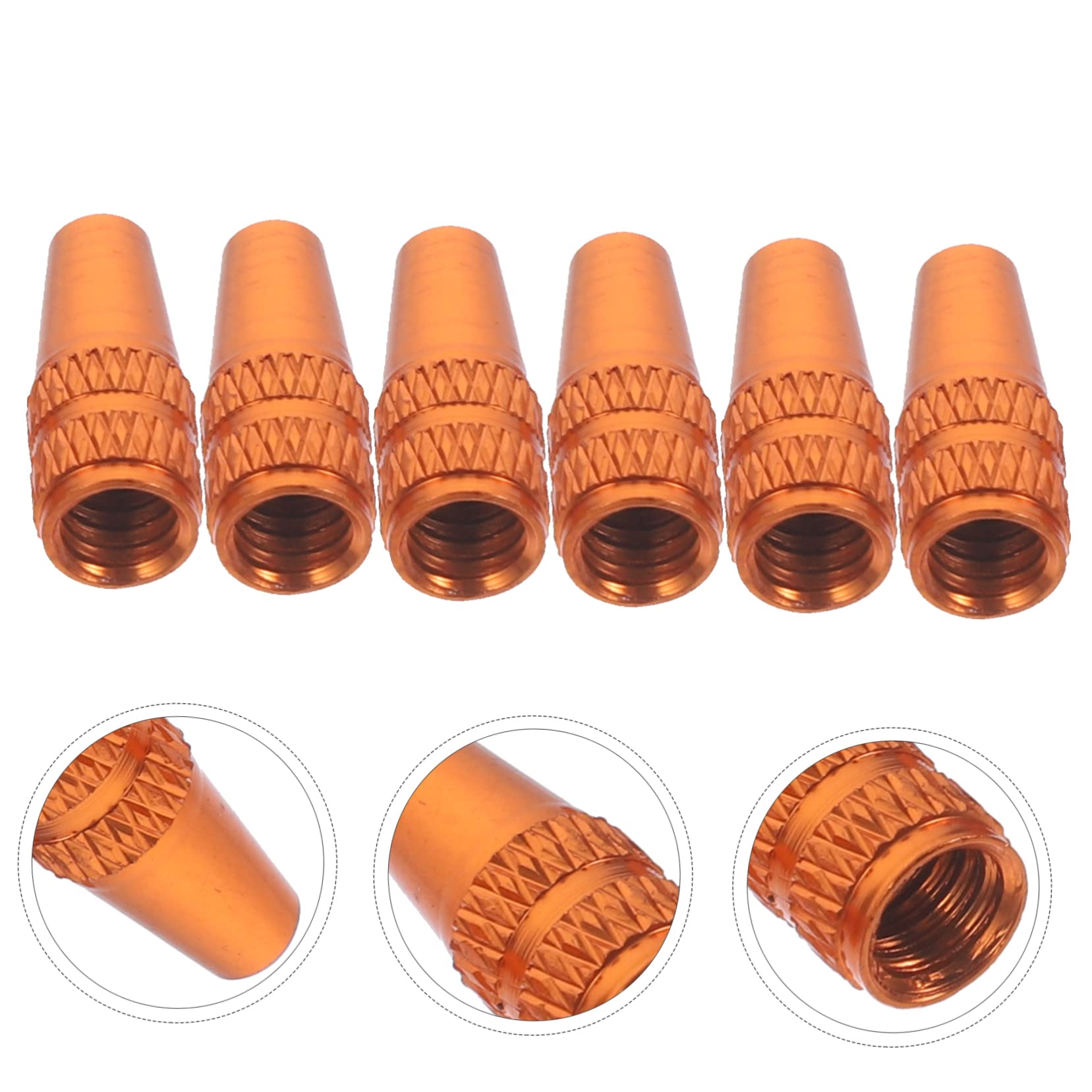 BESTonZON Aluminum Alloy French Caps for 6 Pcs Bike Tire Valve Caps Orange Dust Covers