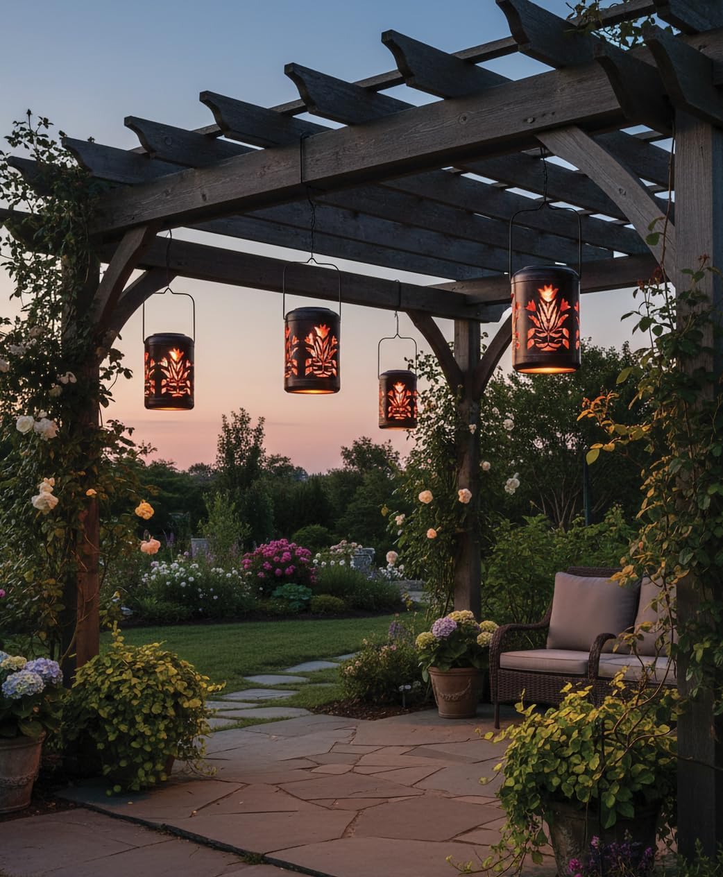 Regal Art & Gift Solar Flower Shadow Lantern Outdoor, Waterproof Garden Décor, Ideal Gift for Women, Mom, Grandma – Hanging Metal Solar Lights for Yard, Patio, Backyard, Porch, Red