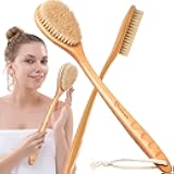 Premium Dry Brushing Body Brush for Glowing Skin Natural Bristle Shower Brush with Long Handle Ideal for Exfoliating Cellulite Reduction and Soft Firm for Ultimate Skin Smoothing
