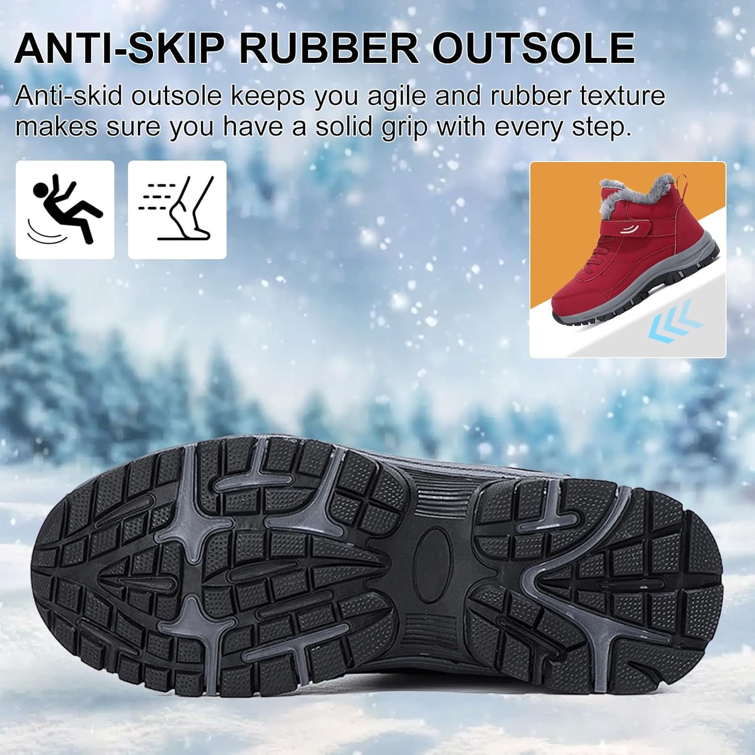 Waterproof Snow Boots for Women Fur Lined Warm Anti-Slip Ankle Boot Outdoor Lightweight Winter Boots