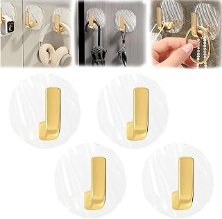 Exquisite Punch-Free Light Luxury Small Hook, Simple and Light Luxury Design Small Hook, Free Light Luxury Small Hook, Punch-Free Small Hook Self-Adhesive Hooks (Color : Round Hooks, Size : 4 pcs)