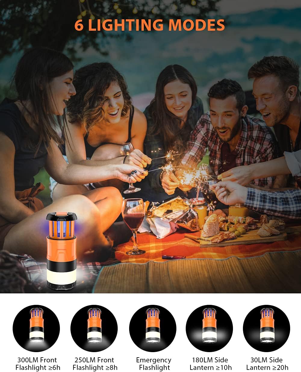 Sahara Sailor Camping Lantern Bug Zapper, 3 in 1 Stretchable Led Lantern Camping Light - 5 Modes Brightness Camping Lamp- Rechargeable Lantern- Ideal Camping Accessories
