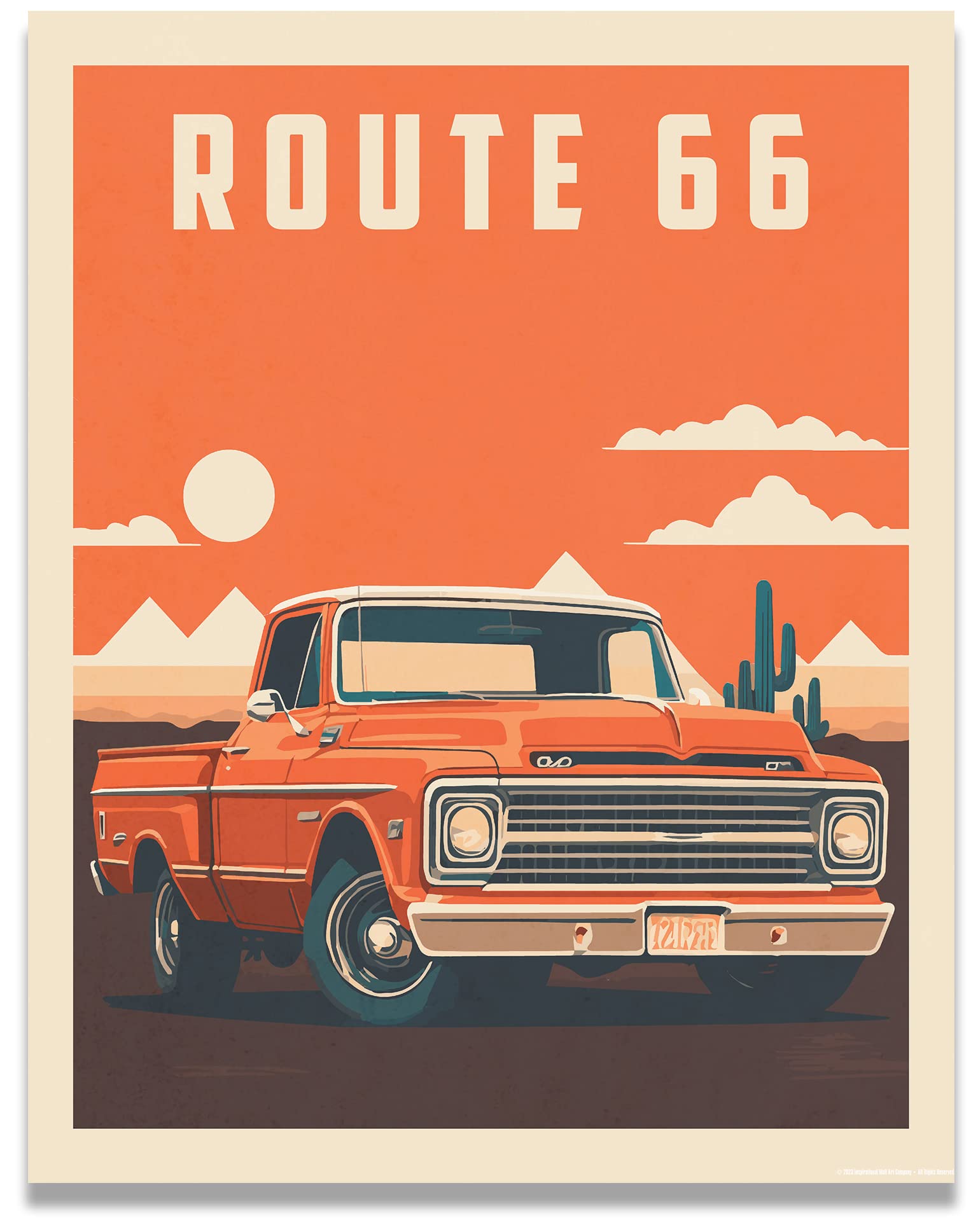 Amazon.com: Inspirational Wall Art Co. - Route 66 | Vintage Truck