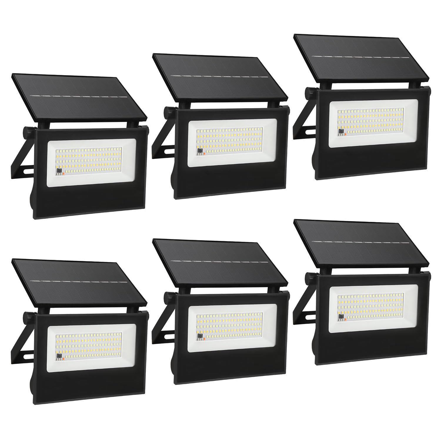 ISOISL Set of 6 Outdoor Solar Spotlights with Motion Sensor, LED Outdoor Wall Light with Folding Solar Panel, Radar Sensor, Dimmable 3000 K/6000 K, IP65 Solar Floodlight for Garden, Driveway, Garage — image 1