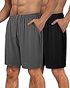 Barjneel 2 Pack Mens Gym Basketball Shorts - Athletic Black Workout Quick Dry Shorts with Pockets for Casual Running