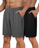 2 Pack Mens Gym Basketball Shorts - Athletic Black Workout Quick Dry Shorts with Pockets for Casual Running