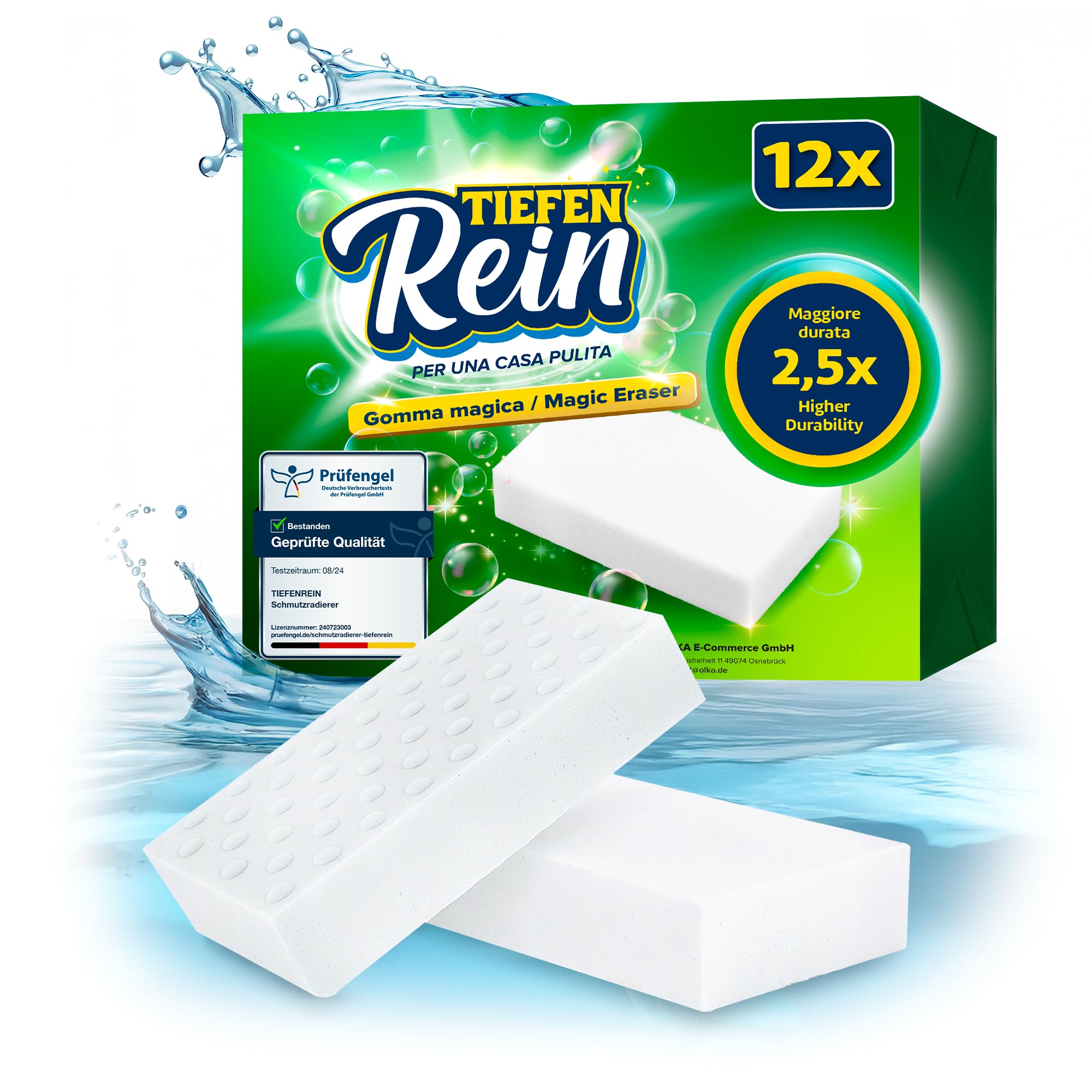 Gomma Per Pulizia Profonda - 12 Pezzi, Spugna Magica Extra Resistente - Rimuove Sporco Senza Detergenti - Foto 2