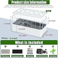 Vista 2 de Tanque de tortuga de acuario de tortuga de 18.2 x 9.1 x 7.8 pulgadas con filtro de lluvia y experiencia de spa, cambios de agua y amplio espacio