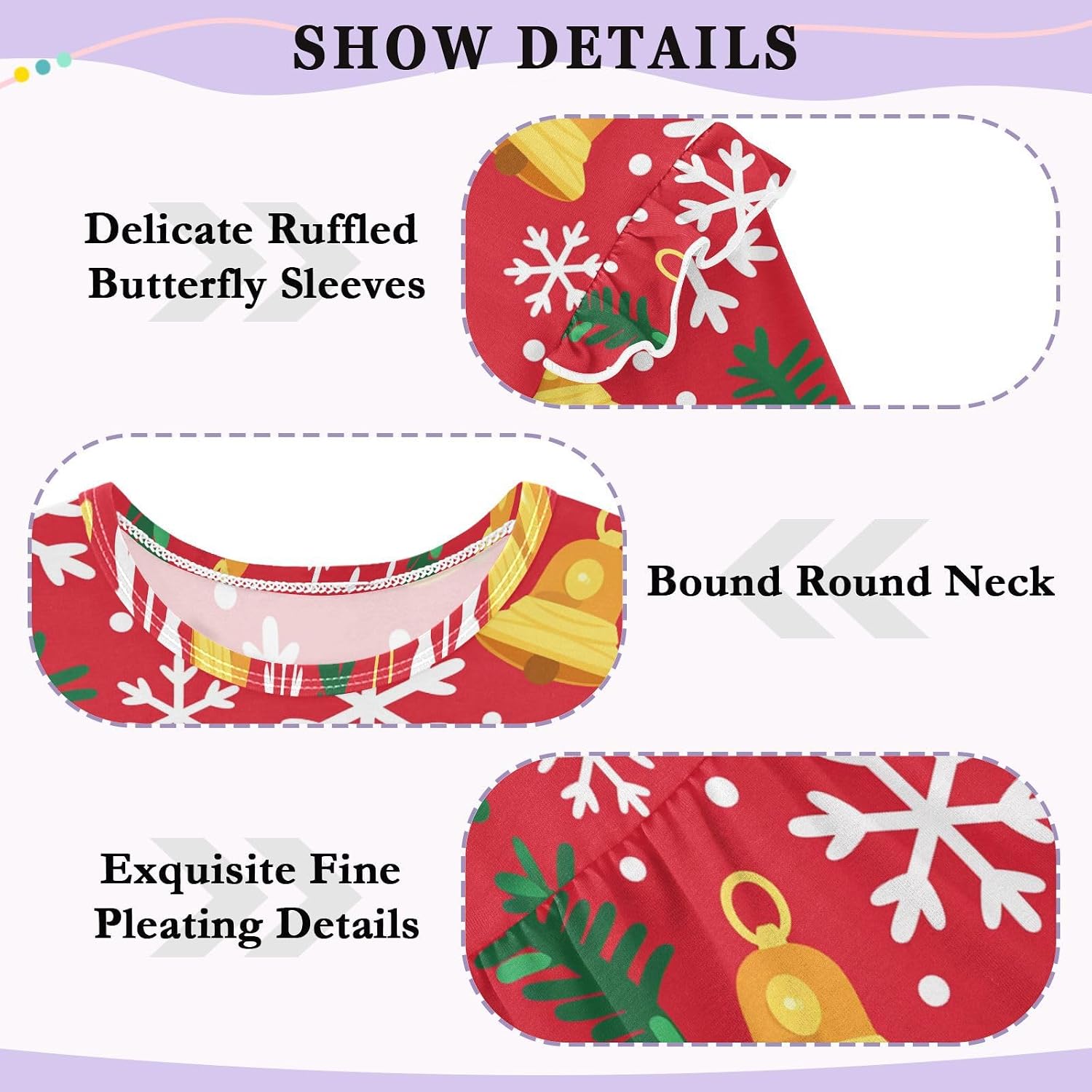 visesunny Toddler Clothes for Girls Christmas Bell Snowflake Long Sleeve Fall Shirts Cotton Top with Ruffle Collar