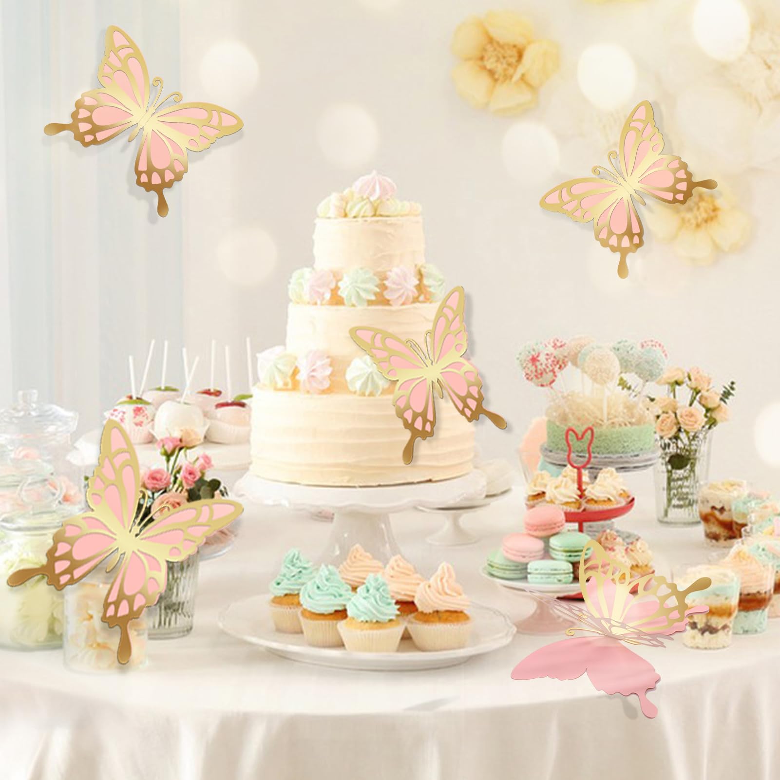 Décorations Papillon Géant 3D En Papier - Lot De 12, 2 Tailles (25 Et 30cm), Pour Anniversaire, Mariage, Chambre
