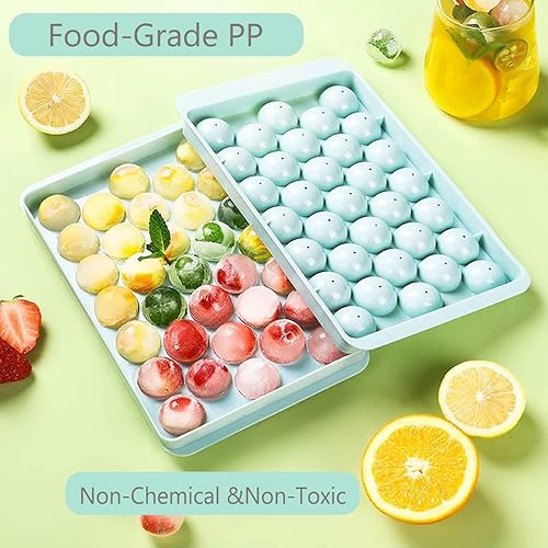 Miniatura 3 de Bandejas para cubitos de hielo, bandeja redonda para cubitos de hielo con tapa y contenedor, molde para hacer bolas de hielo para congelador, 99