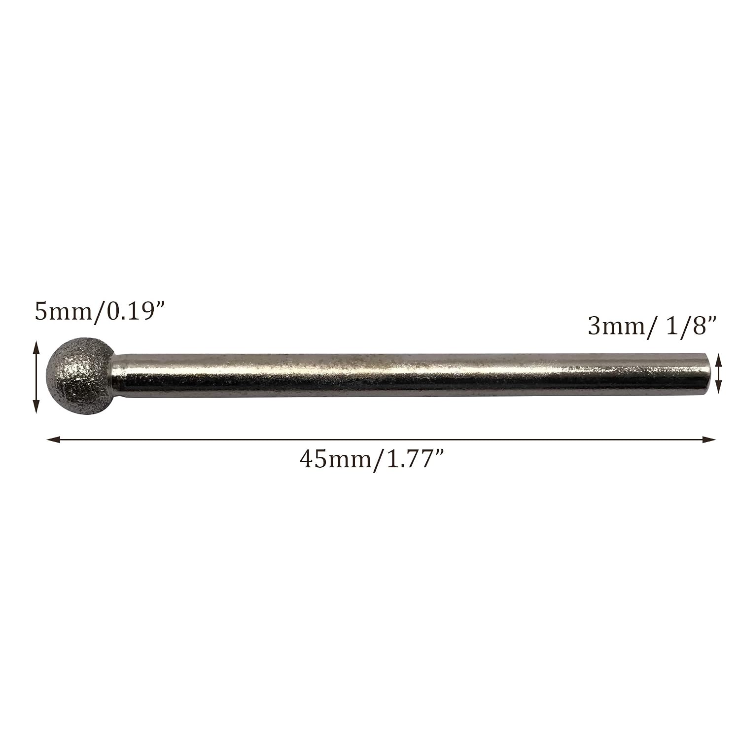20Pcs Diamond Mounted Point, 5mm Ball Head, 3mm Shank, Diamond Grinding Bit Rotary Burrs, for Jade Stone Jewelry Ceramic Carving Polishing