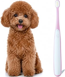 Small Dog Toothbrush, Cat & Puppy Tooth Brushing Kit, Ultra Soft & Mini Head Tooth Brush for Kitten & Tiny Pet, Doggy Toothbrushes Deep Dental Teeth Cleaning, Soft Bristles, 1 PCS - Pink