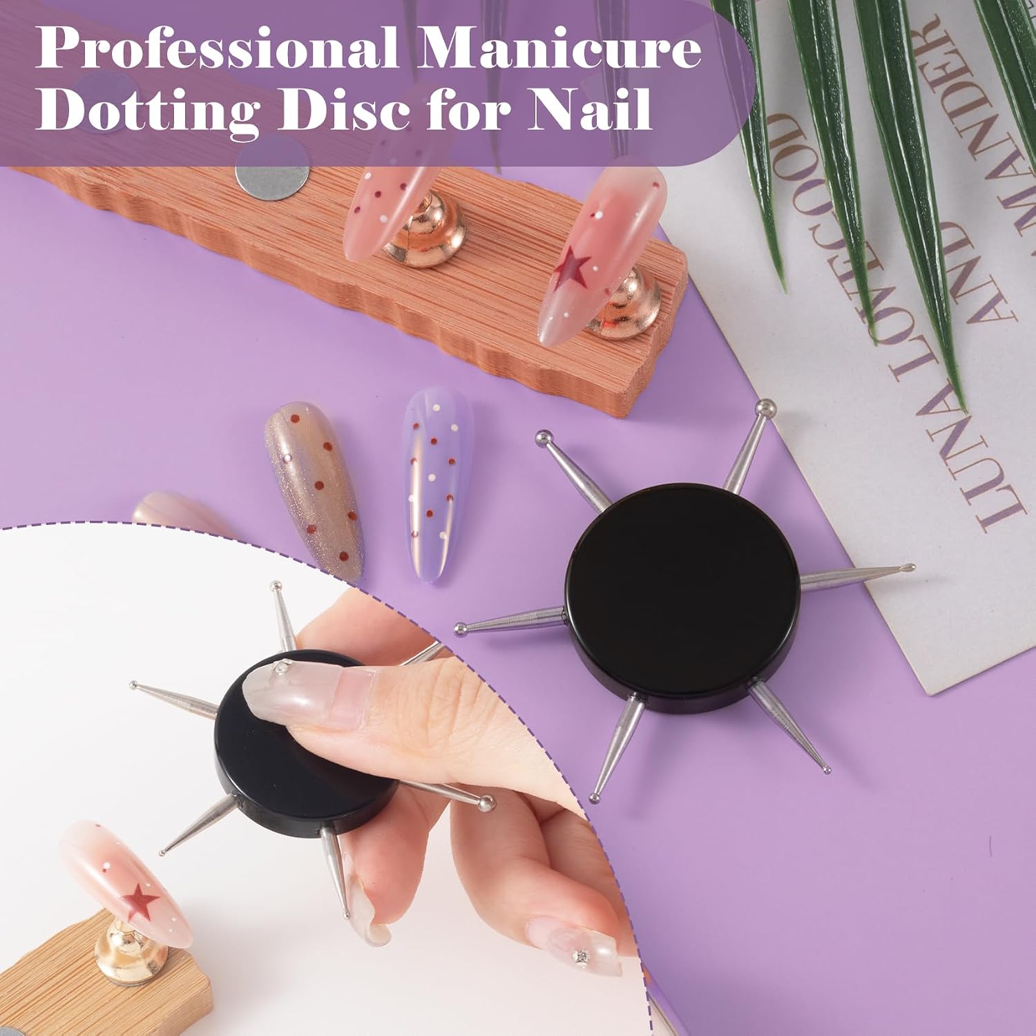 6-in-1 Nail Dotting Tools, Circular Dot Nail Tool, Metal Dotting Tools for Painting, Embossing, Manicure for Professional Salons and Home Use -1PCS, Black
