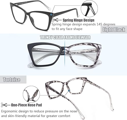Miniatura 5 de ESAVIA Gafas de lectura de gran tamaño con bloqueo de luz azul para mujer, ojo de gato, cuadrados, lectores de computadora 1.0 1.5 1.75 2.0 2.5 3.0