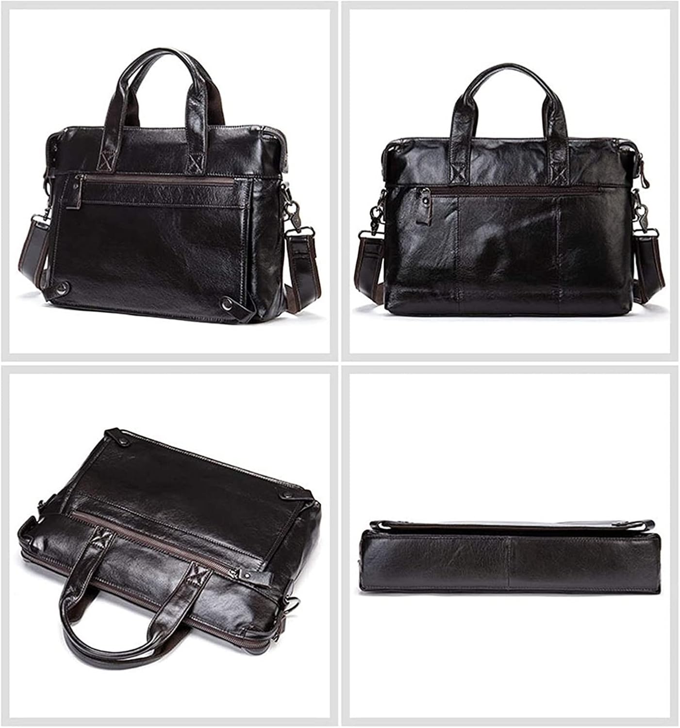 Bussiness Briefcase 14inch Laptop Bag Leather Crossbody Shoulder Handbag Commuter bag