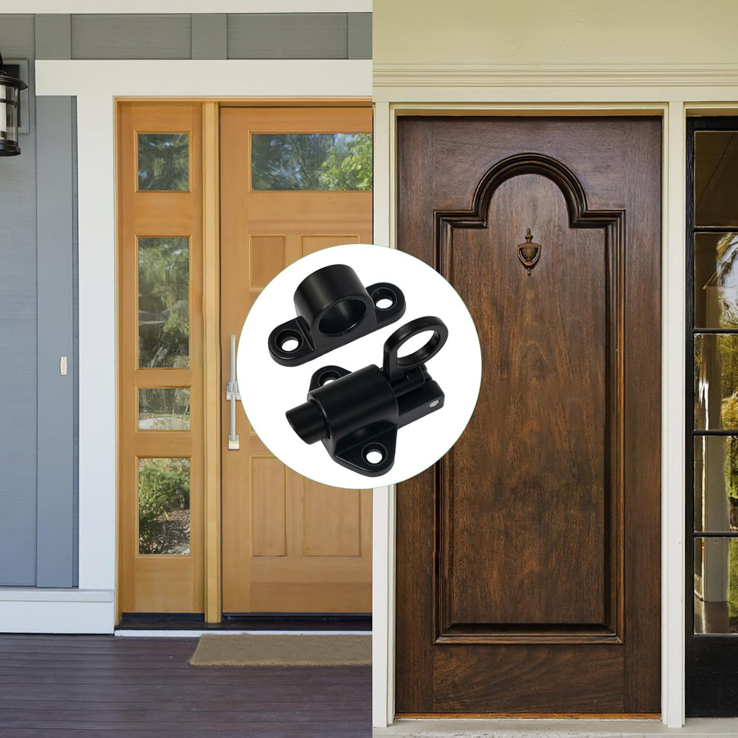 4 Pack Self Closing Gate Latch, Heavy Duty Door Lock Bolt Gate Latch, Spring Locks Slide Latch Lock with Screws for Window, Gate and Cabinet (Black)