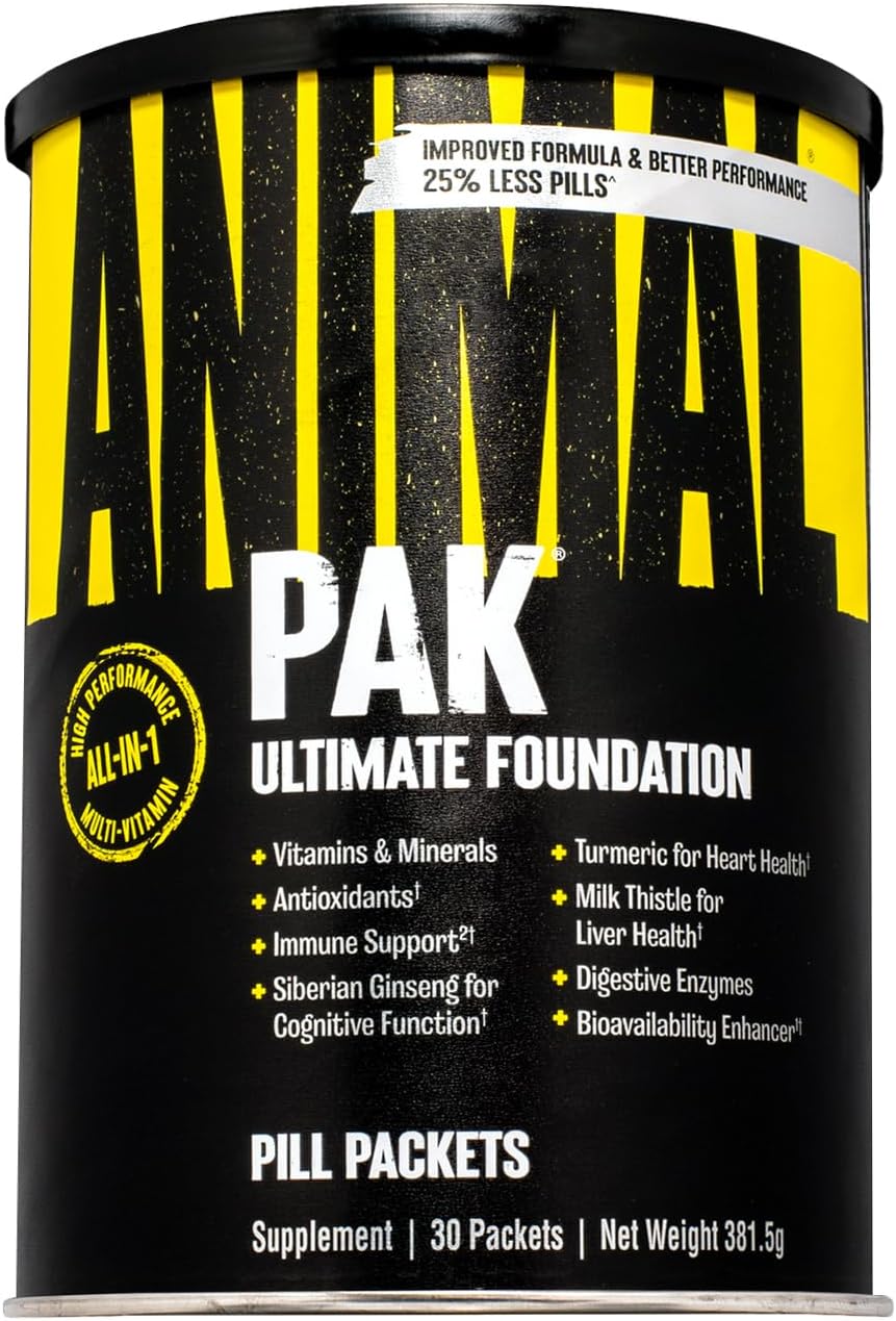 ANIMAL Pak Ultimate Foundation - 12-in-1 Multivitamin Complex with Vitamins, Minerals & Amino Acids - with Vitamin D3 K2 & Magnesium - 30 Packs of 8 Tablets Each