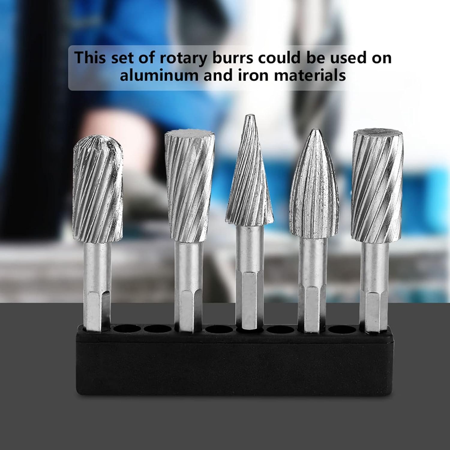 Files Burr, 5pcs High Speed SteelBurrs with Hex Shank for Carving Shaping for Aluminum and Iron Material Removal